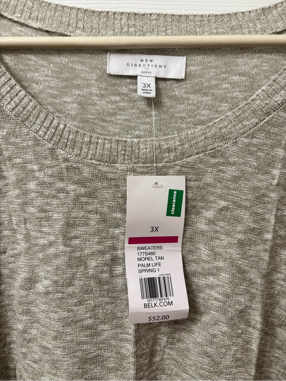 NWT Directions Women’s 3X Heathered Beige Tunic Sweater High Low Hem Side Slits - Picture 5 of 7